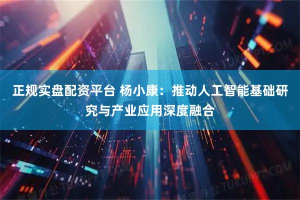 正规实盘配资平台 杨小康：推动人工智能基础研究与产业应用深度融合